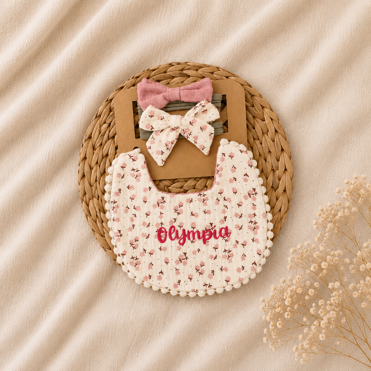 Set bebé personalizado babero y diademas Olympia | Chopicus